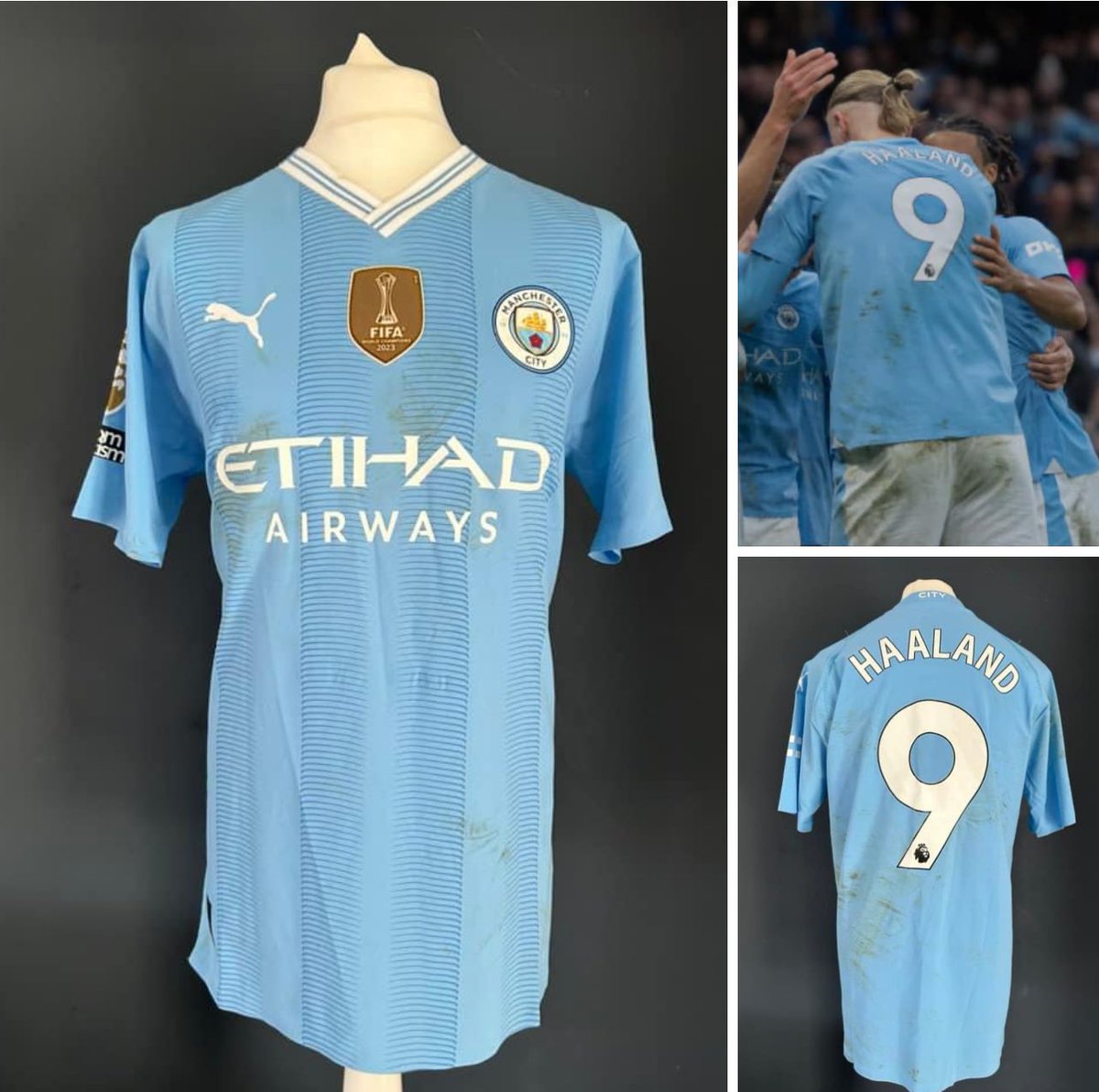NEW ADDITION: 2023/24 Premier League Erling Haaland unwashed match worn shirt v Manchester United on Sunday 3rd March 2024.
