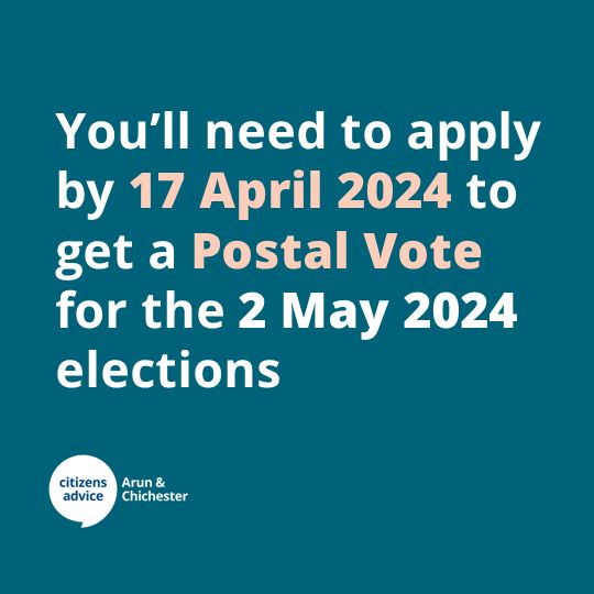 You’ll need to apply by 5pm on 17 April 2024 to get a postal vote for the 2 May 2024 elections.

You must be registered to vote in the UK before you can apply. 

Find out more ⤵️ 
gov.uk/apply-postal-v… 

#localelections #elections #registertovote #postalvote