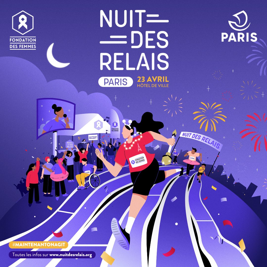 #MGENPartenaire de la Nuit des Relais, la course festive et #solidaire de collecte de fonds pour l'égalité F/H et contre les violences, organisée par la
<a href="/Fondationfemmes/">Fondation des Femmes</a>.

Rendez-vous le 23/04 sur le Parvis de l’Hôtel de Ville à <a href="/Paris/">Paris</a> pour une soirée animée et festive ! 🎉
