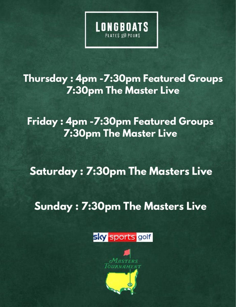Longboats TV times for The Masters …