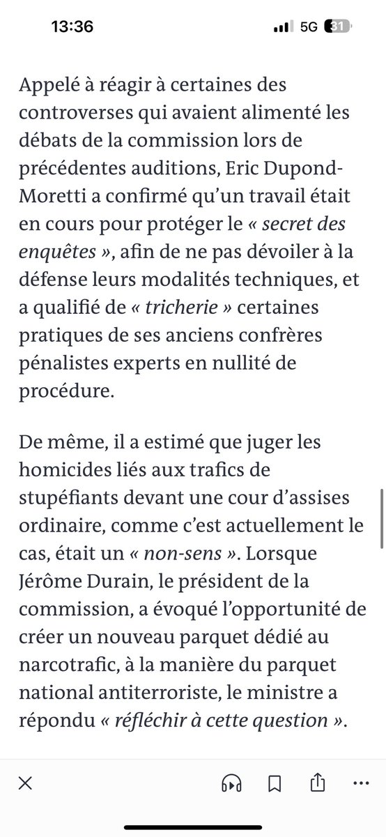 Un ancien ténor du barreau, modèle de beaucoup de confrères, qui qualifie certaines défenses pénales de « tricheries ». C’est à s’étouffer de déception.