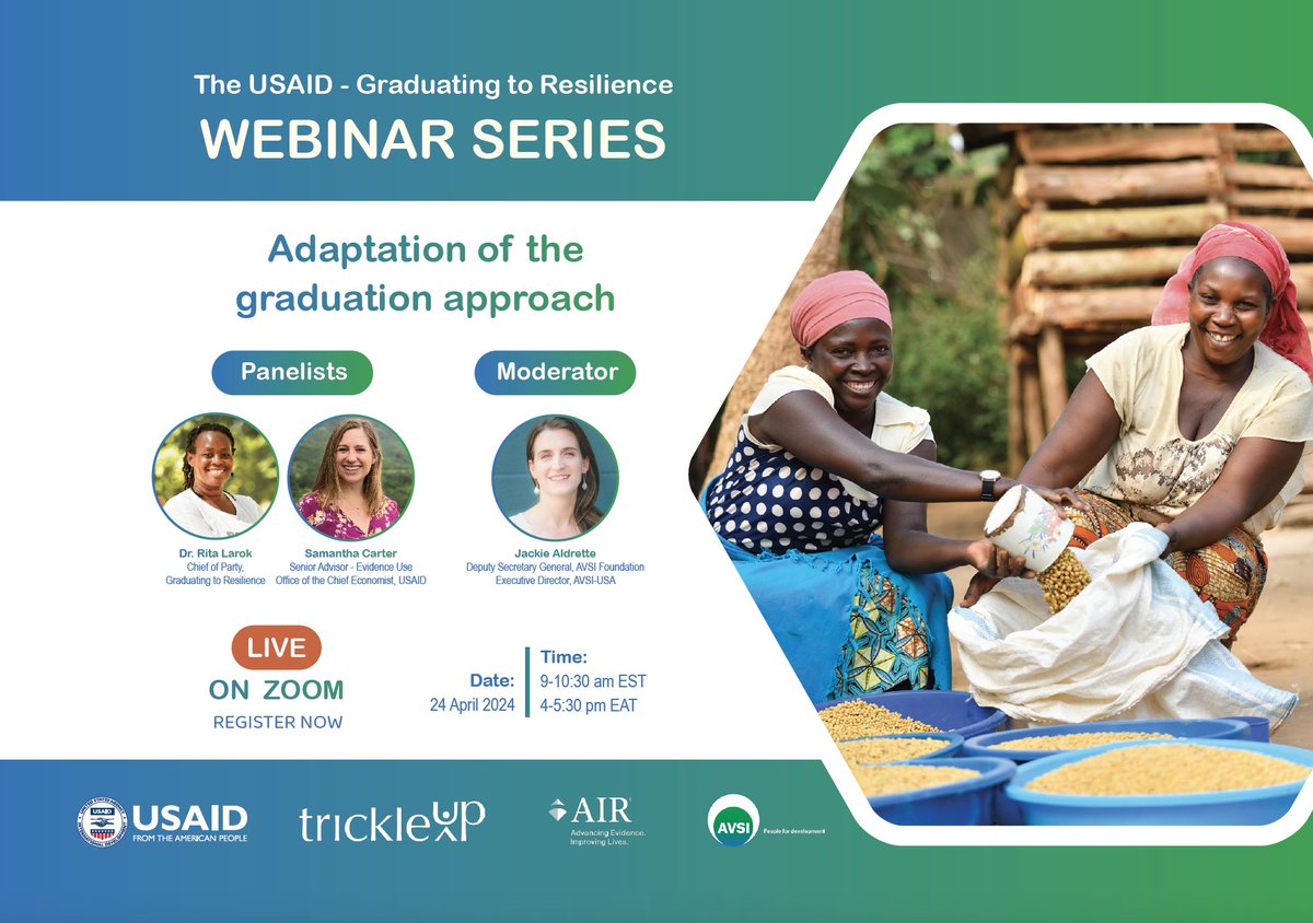 We invite you to the @usaid Bureau for Humanitarian Assistance’s upcoming webinar on April 24, from 9:00 AM to 10:30 AM EST (4:00 PM to 5:30 PM EAT), where we will discuss our successful adaptation of the Graduation Approach in Uganda. Register today: lnkd.in/diUU58JE