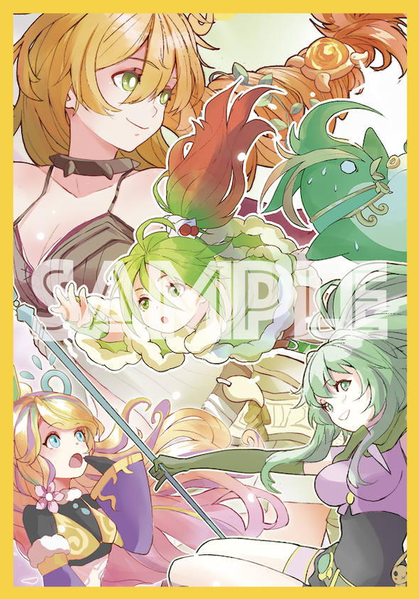 「エアコミ1 新作発表⑯  精霊獣使い の スリーブ(一部が光ってます) や プレ」|EATOS@サンクリ2023Spring A09abのイラスト