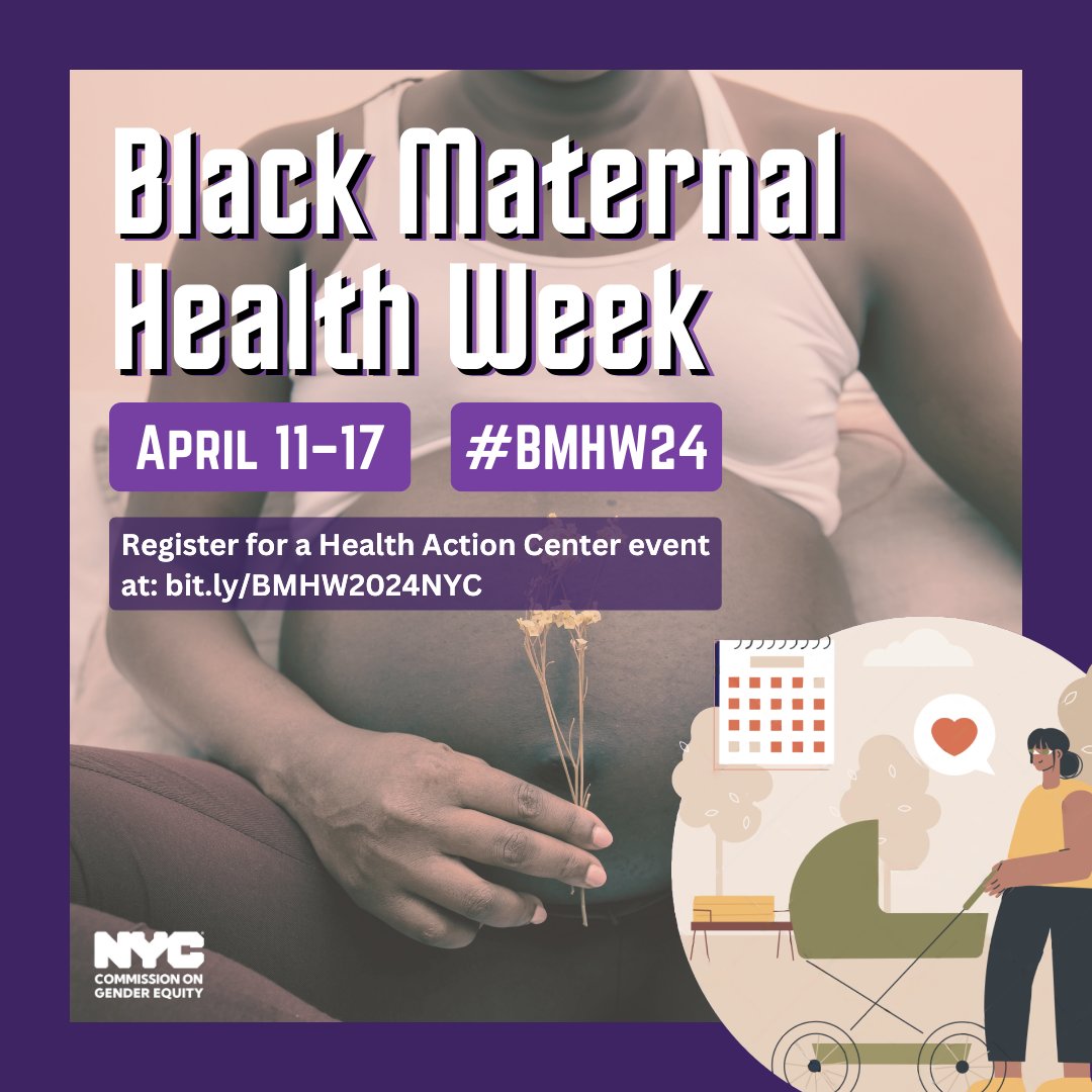 4/11-17 is #BlackMaternalHealthWeek. U.S. Black birthing people have a 2.6x higher rate of maternal mortality than white birthing people. NYC created a Doula Initiative to reduce maternal mortality in NYC. on.nyc.gov/3nVbyt9 ow.ly/MJIH50R62Rq on.nyc.gov/3xk1Tky