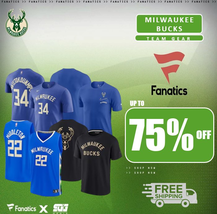 MILWAUKEE BUCKS END-OF-SEASON SALE, @Fanatics🏆 BUCKS FANS‼️ Take advantage of Fanatics exclusive offer and get up to 75% OFF + FREE SHIPPING on your team’s gear today using THIS PROMO LINK: fanatics.93n6tx.net/BUCKSSALE 📈 HURRY! DEAL ENDS SOON!🤝