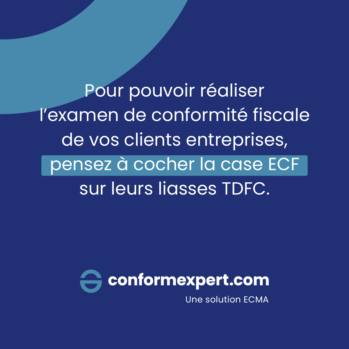 📢A vos marques, prêts, cochez ! L’examen de conformité fiscale est une nouvelle mission pour les experts-comptables ✅Pour pouvoir réaliser l'ECF de vos clients entreprises, parlez en à vos clients dès maintenant et cochez la case ECF sur leurs liasses TDFC #conformexpert