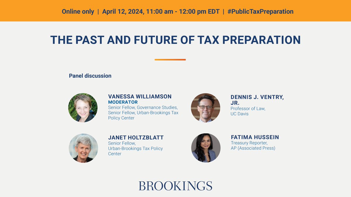 The IRS rolled out a new program that could be a gamechanger for tax preparation: Direct File, a free public alternative to commercial tax preparation software. Join us tomorrow as experts evaluate its performance and suggest improvements! RSVP here: brookings.edu/events/the-pas…