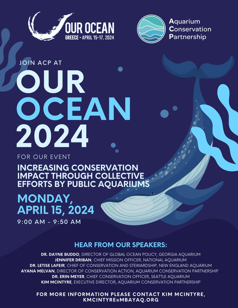 ACP will be attending @OurOceanGreece! During our time at Our Ocean, ACP will be speaking on how we increase our conservation impact through public aquariums. 🌊 Learn more about Our Ocean here: ourocean2024.gov.gr