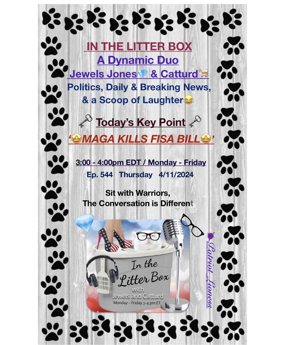 🐾 IN THE LITTER BOX 🐾 🇺🇸The Best Unscripted & Unhindered Podcast 📣Live (free): rumble.com/InTheLitterBox ✔️You can also subscribe to the Locals Channel 📰News Hub & More Options: inthelitterbox.com 🔁Replays: open.spotify.com @jewelsjoneslive @catturd2…