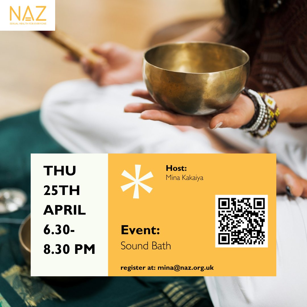 Peepal is a safe in-person space for people of South Asian heritage living with #HIV held face-to-face at NAZ's office. We're excited to be holding a relaxing sound bath session for our upcoming meet-up on Thursday 25 April! 💌 To register, contact: mina@naz.org.uk #soundbath