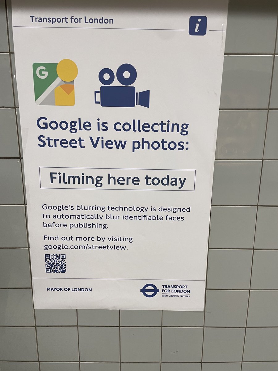 No escape: Google Street View filming at London Euston station, between the tube platforms and railway station above. No way to avoid or consent, or not.