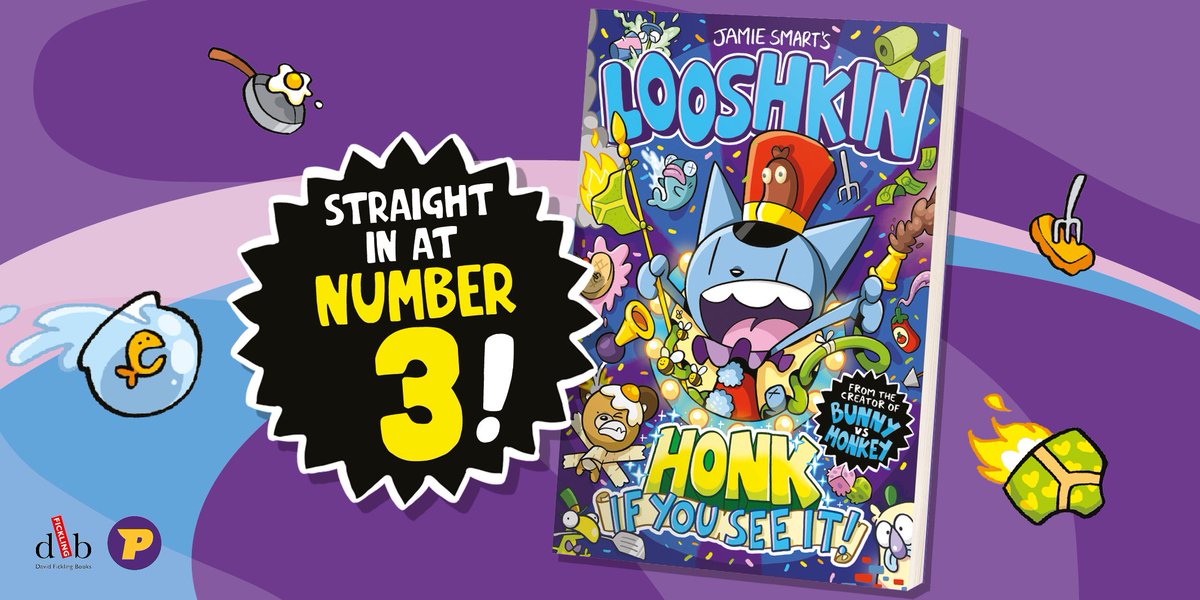 📯HONK!📯 @jamiesmart's LOOSHKIN*: Honk if You See It went straight to #3 in the Children's/YA bestseller chart! This cornucopia of chuckles and chaos is out now 😻🤩 🚨 Bunny vs Monkey*: Bunny Bonanza also had a stellar week, reaching #9!💥 *first seen in @phoenixcomicuk ✨