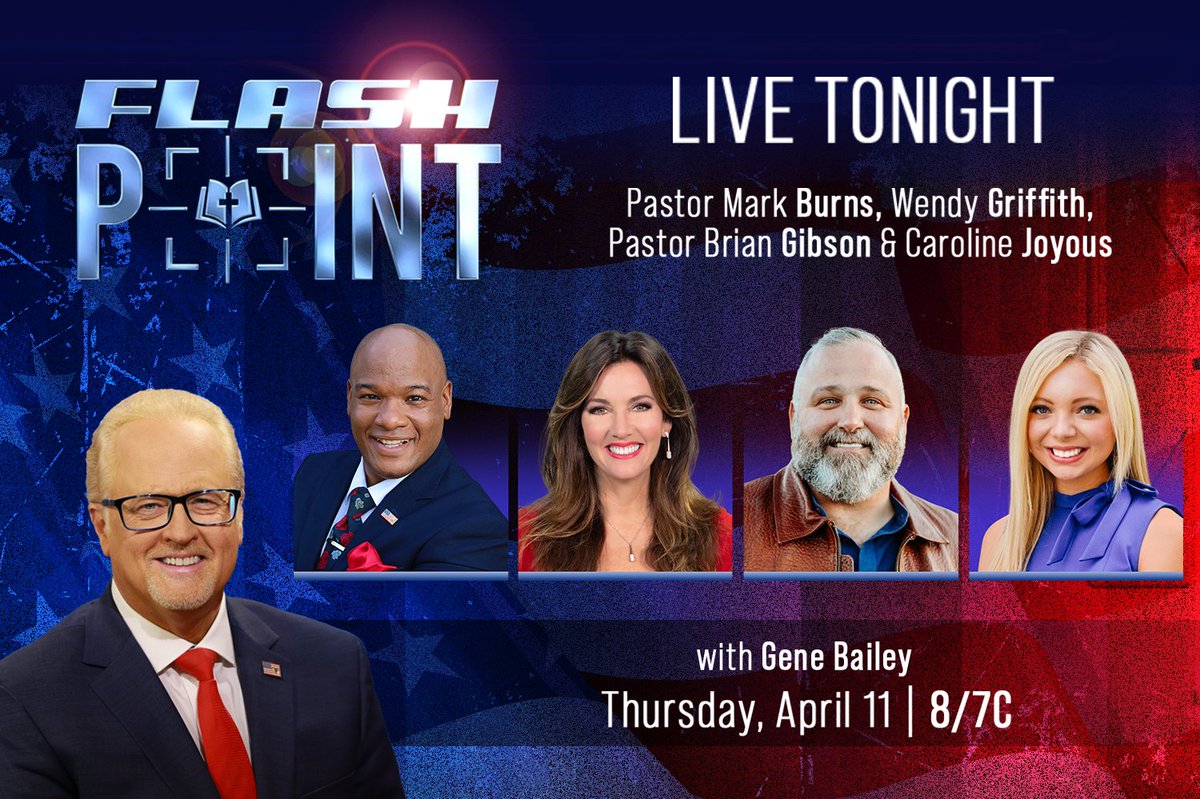 Join @genebailey & his guests TONIGHT: @pastormarkburns, @wendygcbn, @leadpastor, and @carolinejoyous! Watch at govictory.com/watch at 8pm ET/7pm CT! #Thursday #commentary #news #America #Trump #rescueamerica #movement #flashpointarmy #twitter