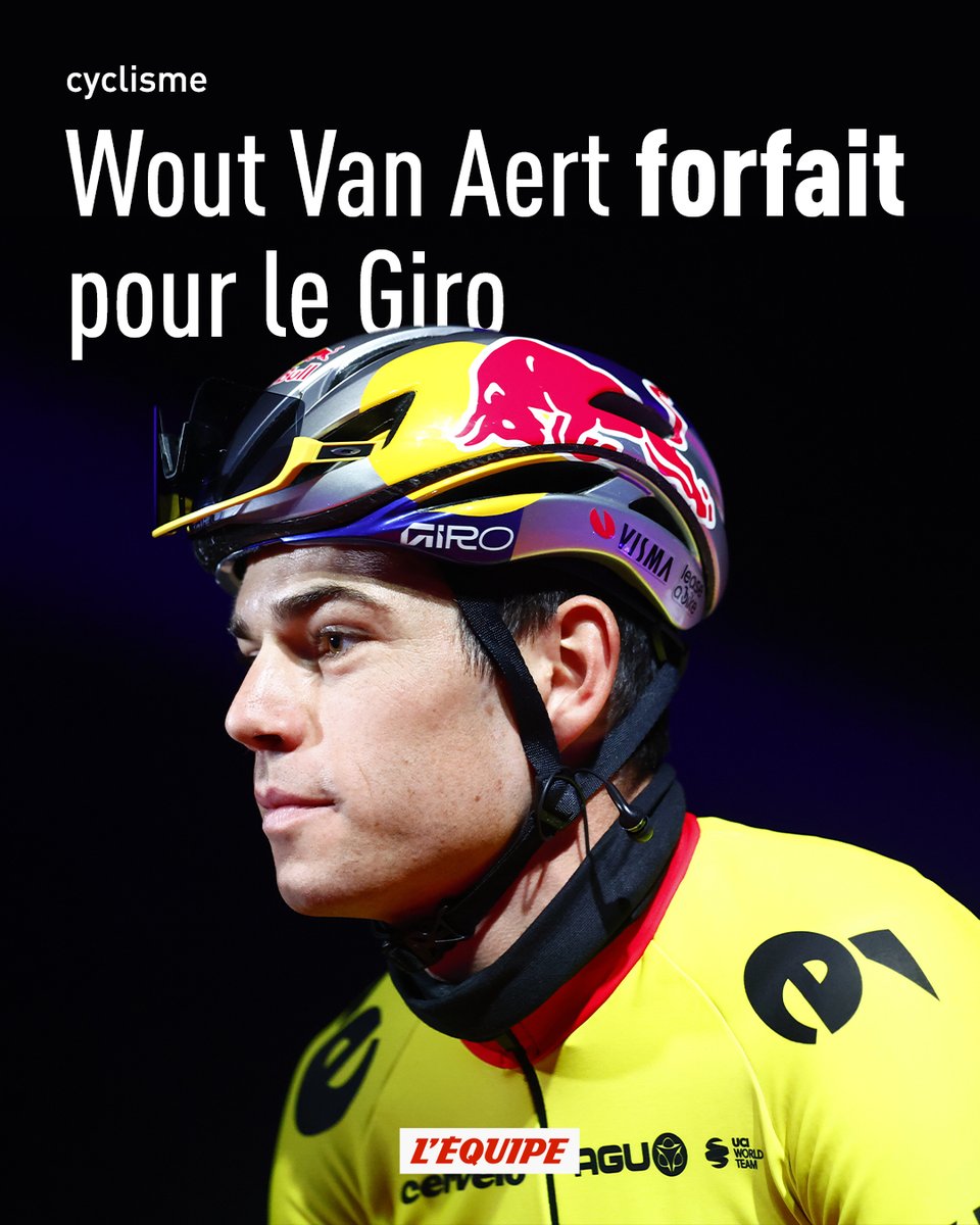 Depuis sa grave chute sur À Travers la Flandre, Wout Van Aert n'est toujours pas en mesure de s'entraîner et a annoncé renoncer à sa participation au prochain Giro (4-26 mai). ow.ly/KXZO50Rebnl