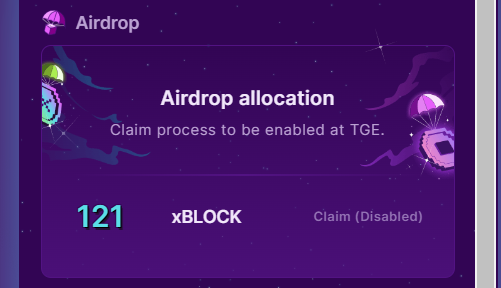 Watashuwu's tweet photo. Here are my $BLOCK Airdrop stats!

I am claiming a total of 121 $BLOCK for helping grow @getblockgames!

LFG!!! https://t.co/v3wSD4tdao