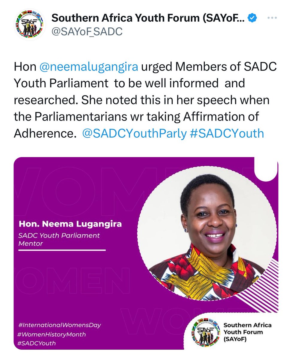 It is a great honour to be a Mentor to the @SADCYouthParly and I look forward to contribute towards the growth of our #SADCYouth MPs and walk with them through their exciting leadership journey. Witnessing the Affirmation of Adherence was inspiring. #SADCYouthParlyMentor