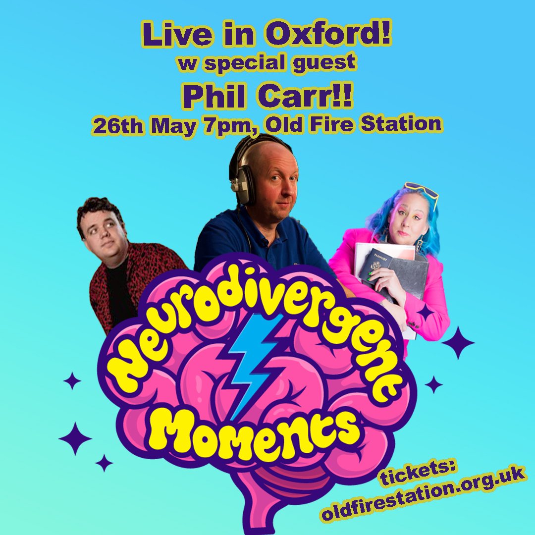 💥Big Announcement💥 Content creator Phil Carr will be joining @abigoliah & @joewellscomic for our LIVE SHOW @ArtsatOFS. Book your tickets now! 🎟️ oldfirestation.org.uk/whats-on/neuro…