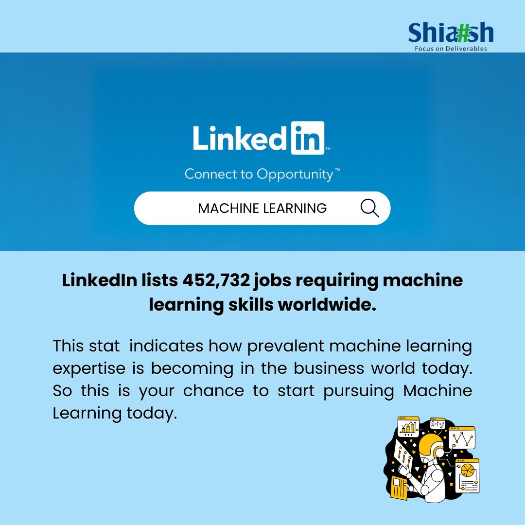 LinkedIn lists 452,732 jobs requiring machine learning skills worldwide.

#ShiashInfoSolutions #linkedinjobs #linkedin #machinelearning #mljobs #mlskills #businessworld