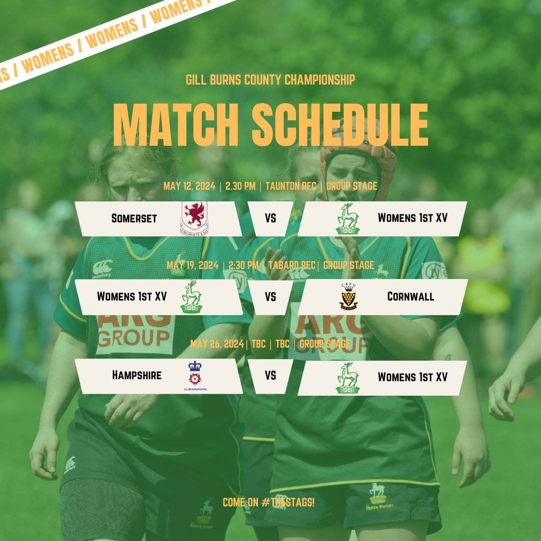 The women are back and what a set of fixtures this will be! Big focus on our home game at @tabardrfc! Make sure you come and support the women as they look to build on last year's success. #GillBurnsCountyChampionship Come on #TheStags!