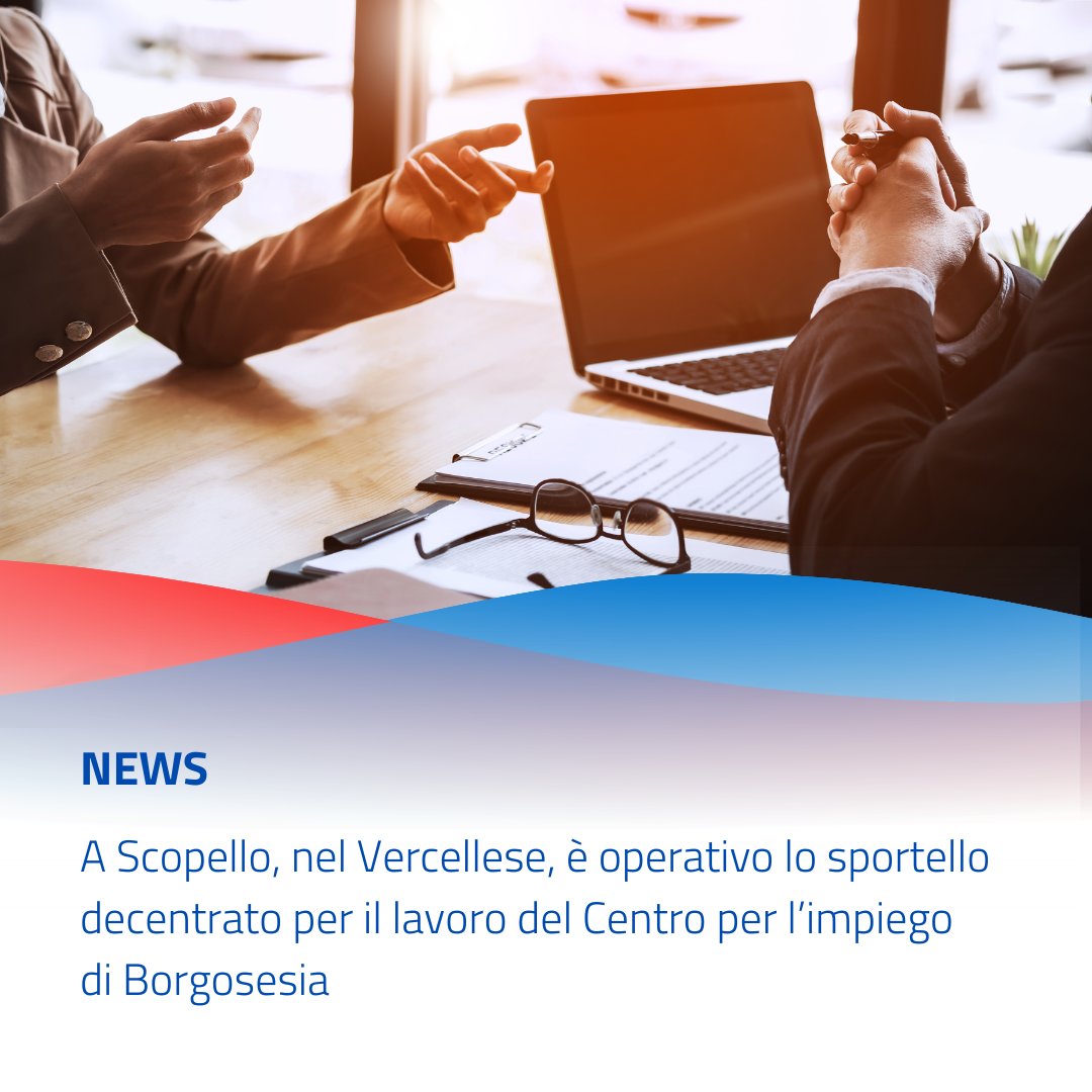 🚀Inaugura oggi a Scopello, nel Vercellese, uno sportello decentrato del Centro per l’impiego di Borgosesia. ✅Sarà operativo il secondo giovedì del mese, dalle 9 alle 13 in via Mera 3, preferibilmente su appuntamento. Info: agenziapiemontelavoro.it/news/a-scopell…