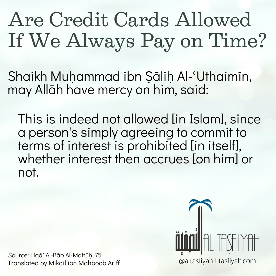 Are Credit Cards Allowed If We Always Pay on Time?

For the full fatwa from which the pic is an excerpt, please see: wp.me/p4lHkd-15D
