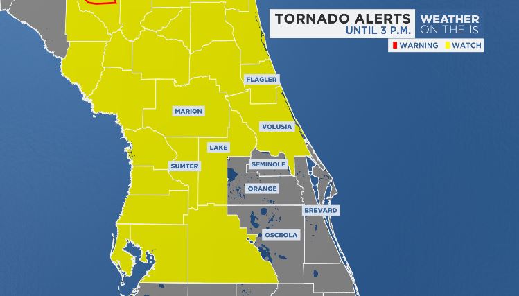 ⚠️A Tornado WATCH has been issued for Marion, Flagler, Sumter, Lake and Volusia counties until 3 p.m. ⚠️ Storms will be moving in from the northwest by late morning. Stay with @MyNews13Weather for details every 10 minutes