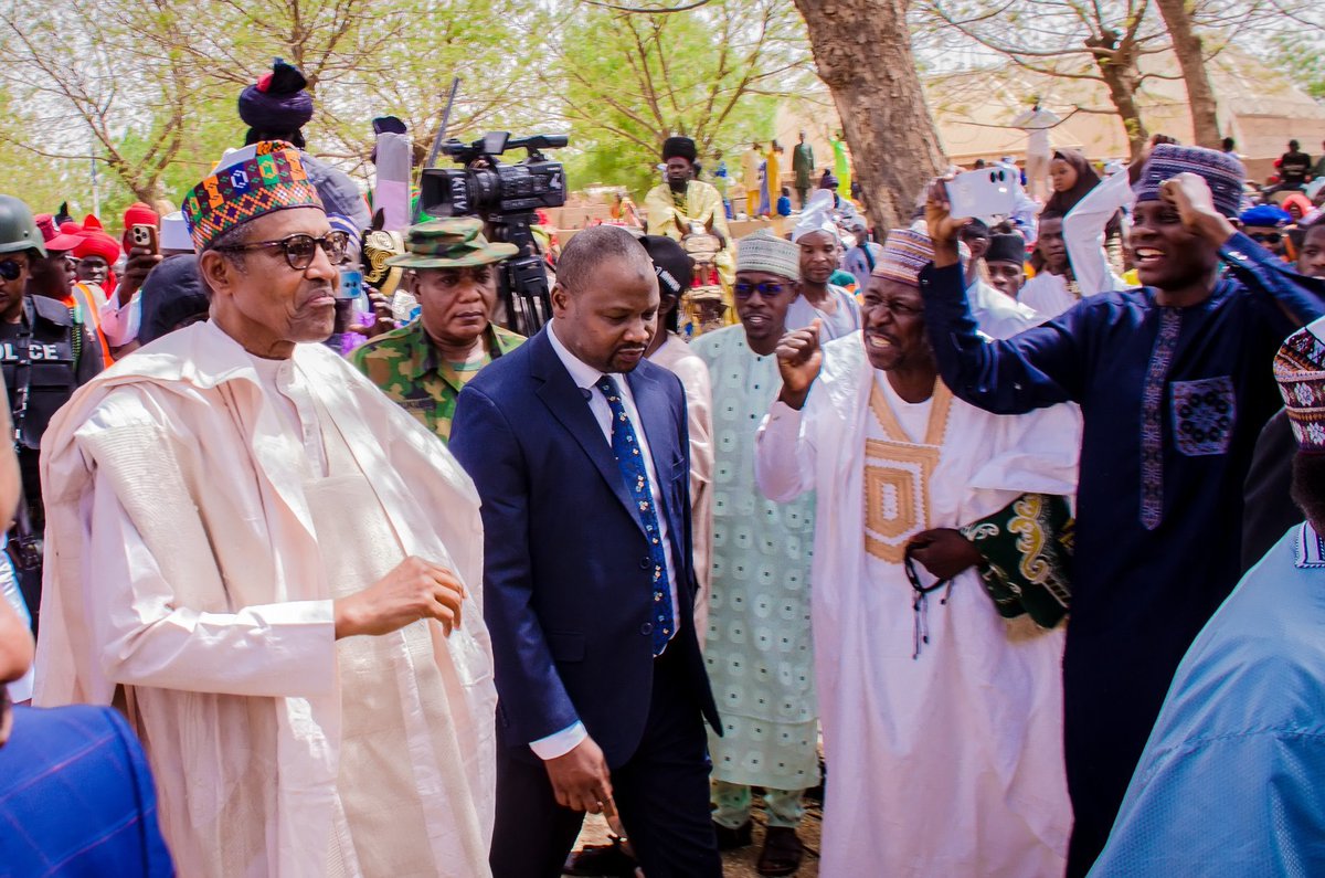 His Excellency Muhammadu Buhari yesterday at Daura Eid ground where he joined other Muslim faithfuls to observe this year’s Eid el-Fitr.