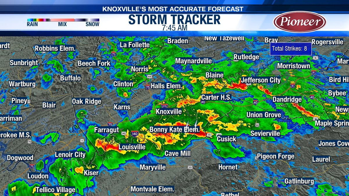 Storm Tracker 6 Radar is showing some thunderstorm activity near Downtown Knoxville. Rain may be heavy at times so take it slow on the roads! #TNwx #WATEwx