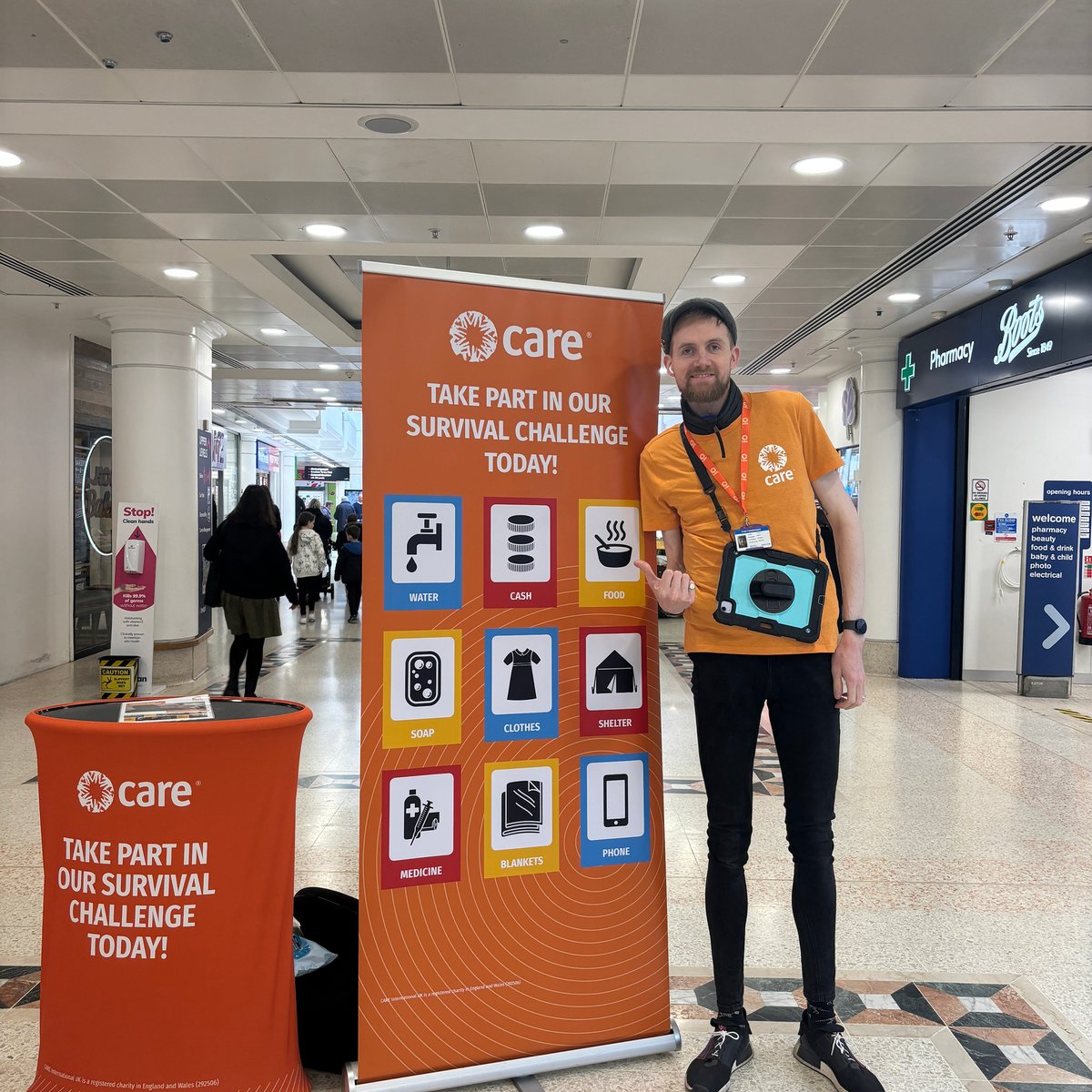 Today Care International are in the centre 🗣️ Care works worldwide to save lives, defeat poverty and achieve social justice, putting women and girls at the centre of their work. Find them on the lower floor to find out more about their work. #Care @careintuk @CAREGlobal