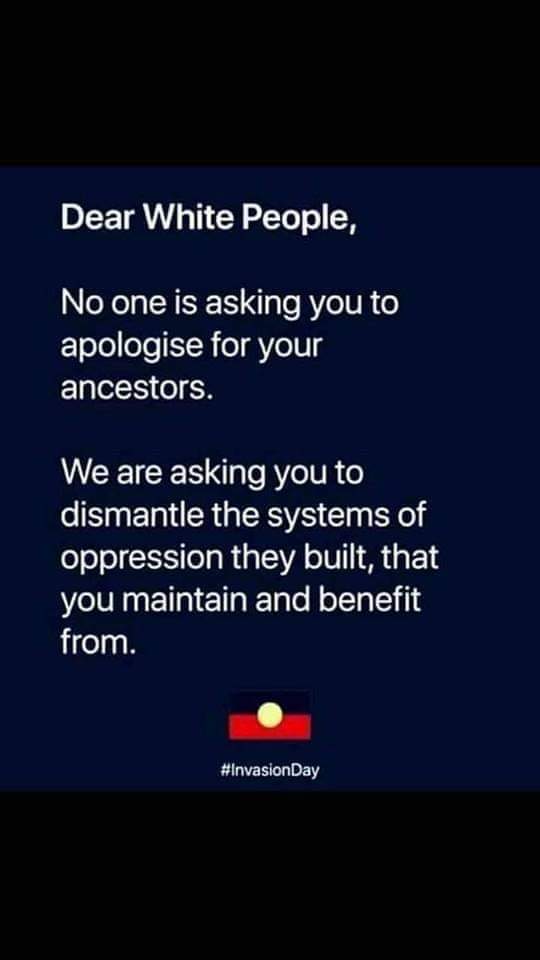 Dear White People, 
We are not asking for your first born.  

We are not asking for homes. 

We are not even asking for the Resources you stole. 

We are asking for help to dismantle the Systems that Stole Indigenous Children and Stole Land n Resources.