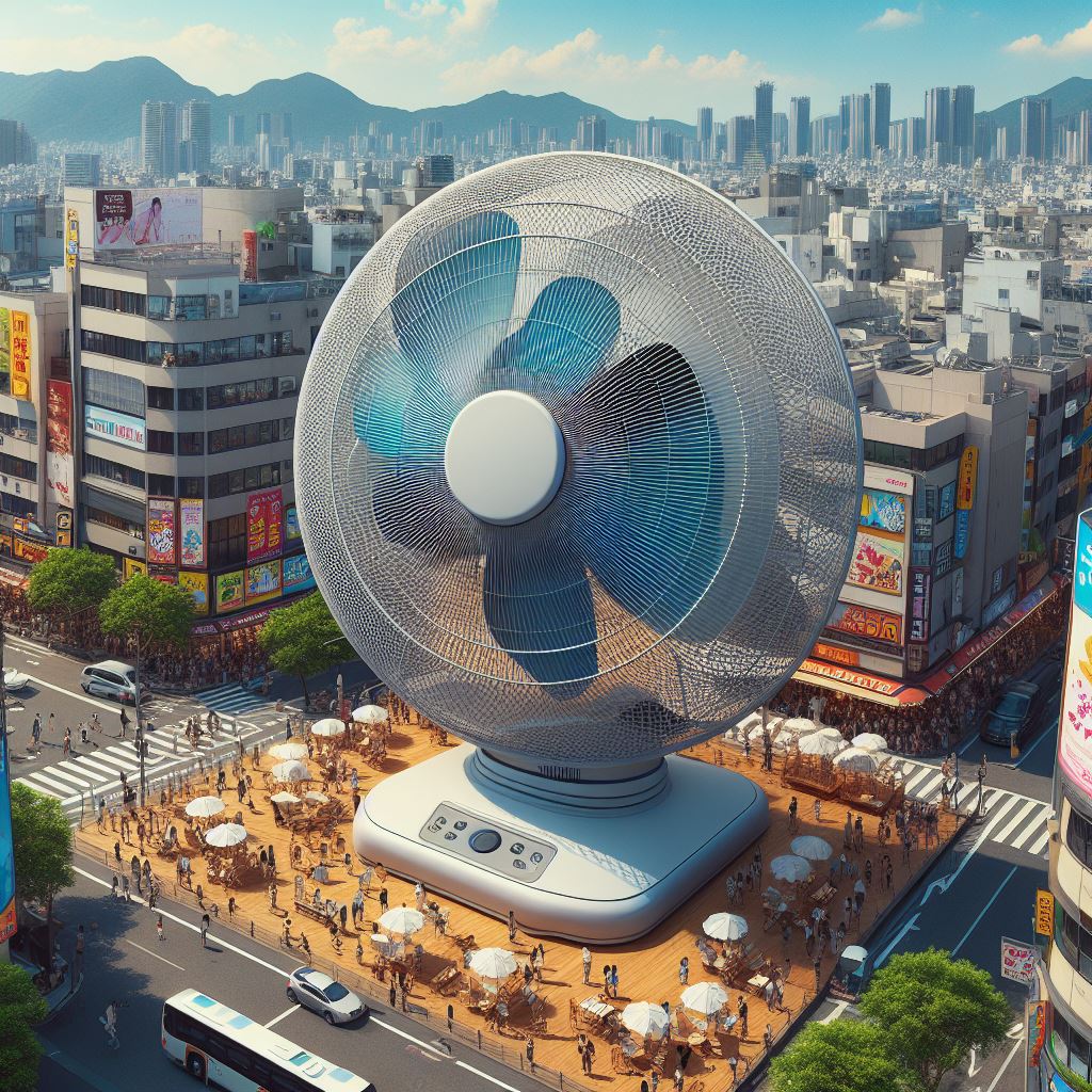 Prompt : giant fan for hottest coming summer. #BingCreator #GlobalWarming #Sustainability Did you prepare a super ultra mega huge giant fan for the upcoming summer? I wish I could, because I'm afraid it will be crazy HOT.