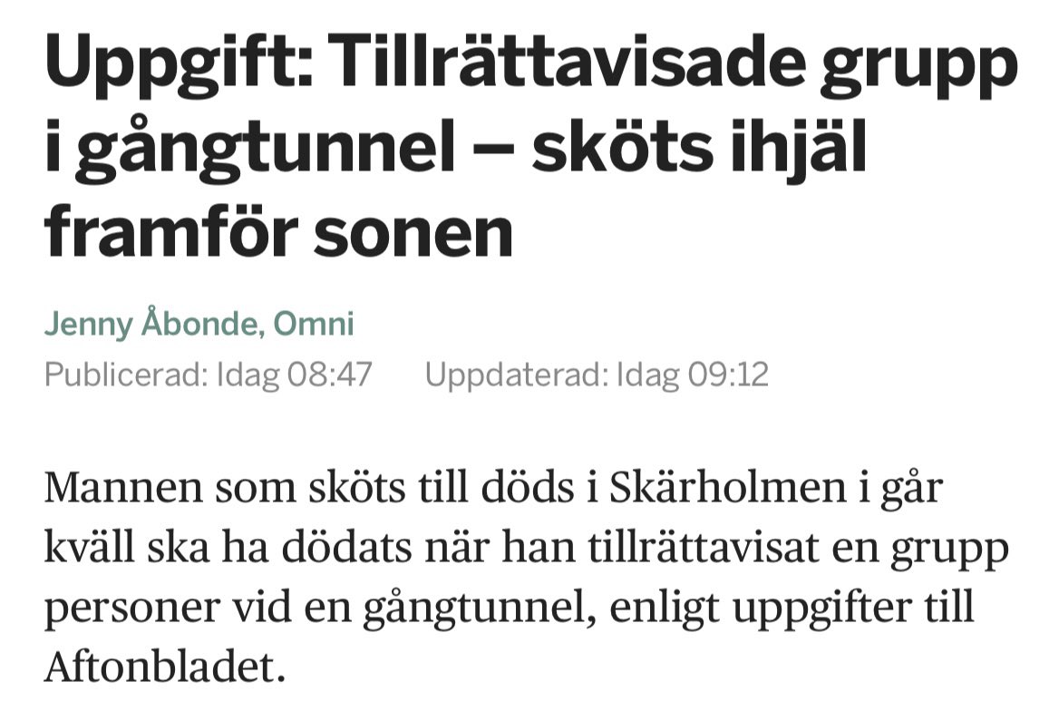 Ett barn bevittnar sin pappa bli skjuten. Ord räcker inte till. Det pågår en värderingskris i Sverige. Var är vi på väg när en tillsägelse leder till döden?