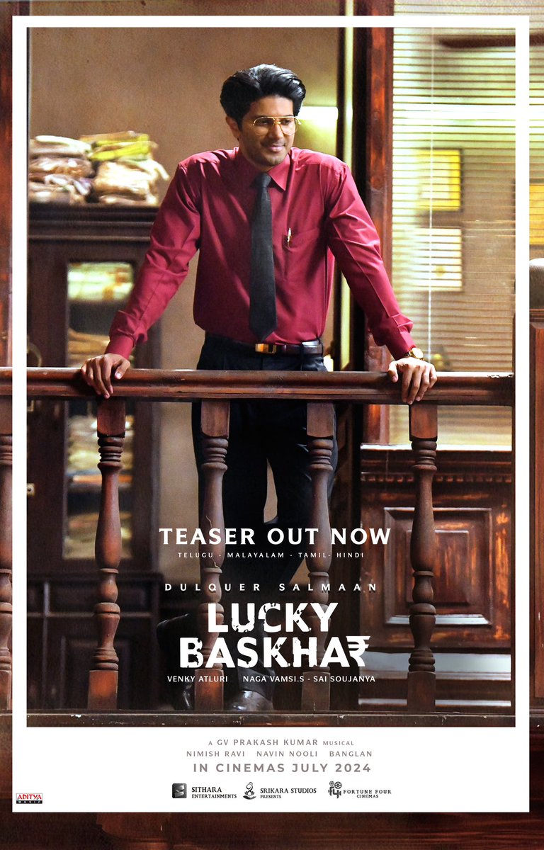 #LuckyBaskhar! 🏦💥 Teaser out now 

#LuckyBaskharTeaser ▶️ bit.ly/LuckyBaskhar-T…

@dulQuer #VenkyAtluri @gvprakash @Meenakshiioffl @vamsi84 @NimishRavi @NavinNooli @Banglan16034849 #SaiSoujanya @SitharaEnts @Fortune4Cinemas #SrikaraStudios