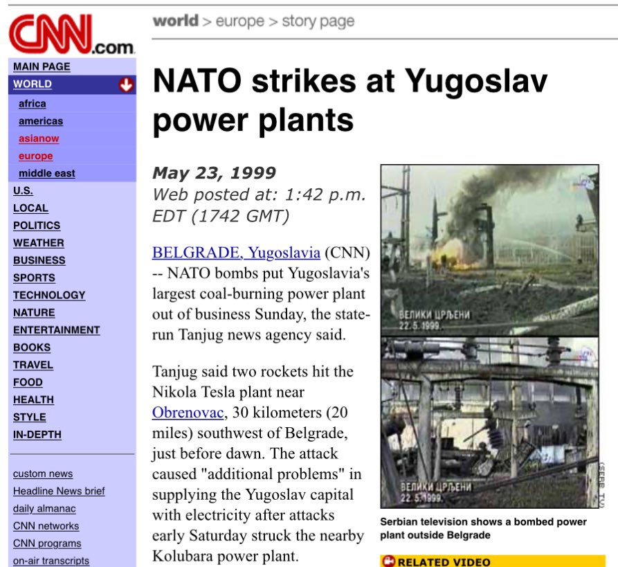 I see many pro-Ukrainian trolls whining about Russia sending Kiev back to the Stone Age.  NATO bombed Serbia's power grid from March 24 to June 10, 1999, leaving millions of people without electricity and water service.  The bombing targeted military facilities, including oil…