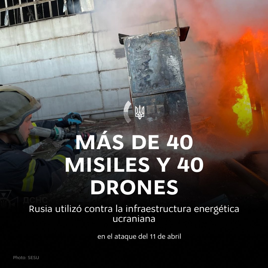 En el ataque de esta noche,🇷🇺destruyó la infraestructura crítica de Ucrania en las regiones de Kharkiv,Odesa, Lviv, Zaporizhzhia y Kyiv con 40 drones y más de 40 misiles. Se necesita un escudo aéreo sólido en🇺🇦y más sistemas Patriot y misiles para ellos porque #PatriotsSaveLives