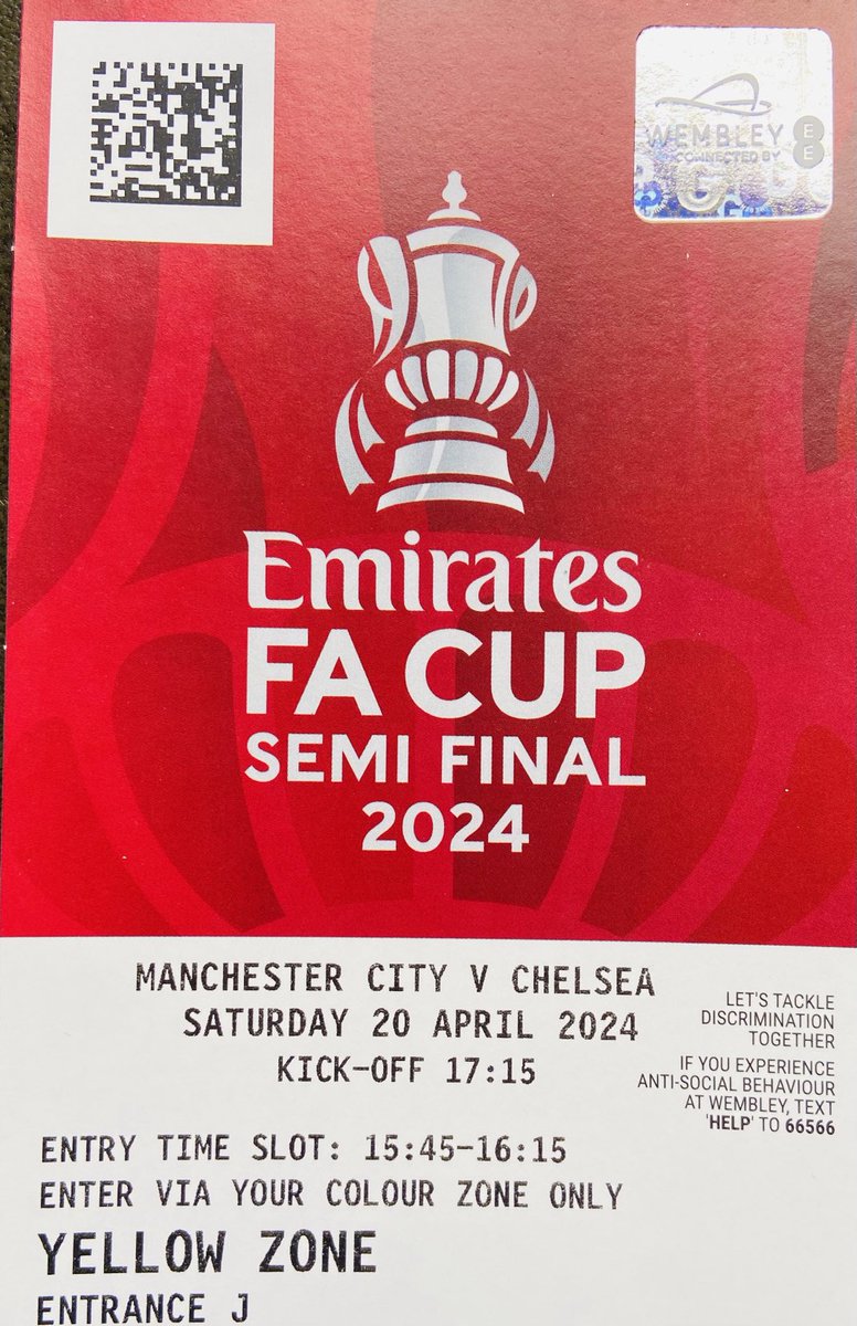 Excitement as ⁦⁦@FootballAssoc⁩ #FACup semi ticket posted and another day at ⁦@wembleystadium⁩ beckons. Is it 7 losses in a row for ⁦@ChelseaFC⁩ at Wembley? For footie fans, the irrational optimism & hope keeps you going #CHEMAN #COYB