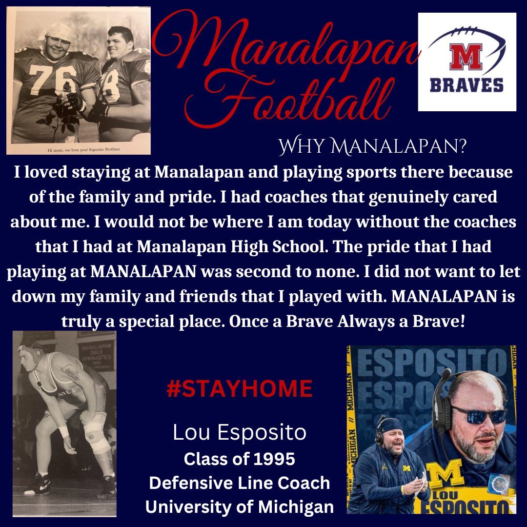 HERE WE GO!! #3 Player Profile from Manalapan HS Football..from #churchlane to a player at #umemphis to the national champions ⁦<a href="/UMichFootball/">Michigan Football</a>⁩ 
“The Coach” 
⁦<a href="/UMichCoachEspo/">Lou Esposito</a>⁩…we are all proud of you back HOME!! #marketourbrand #stayhome