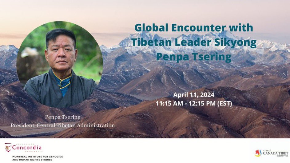 Today we are hosting Sikyong Penpa Tsering, the political leader of the Central Tibetan Administration, during official visit to Canada and the US. We are looking forward to hearing about his work and the difficulties faced by the Tibetan people.