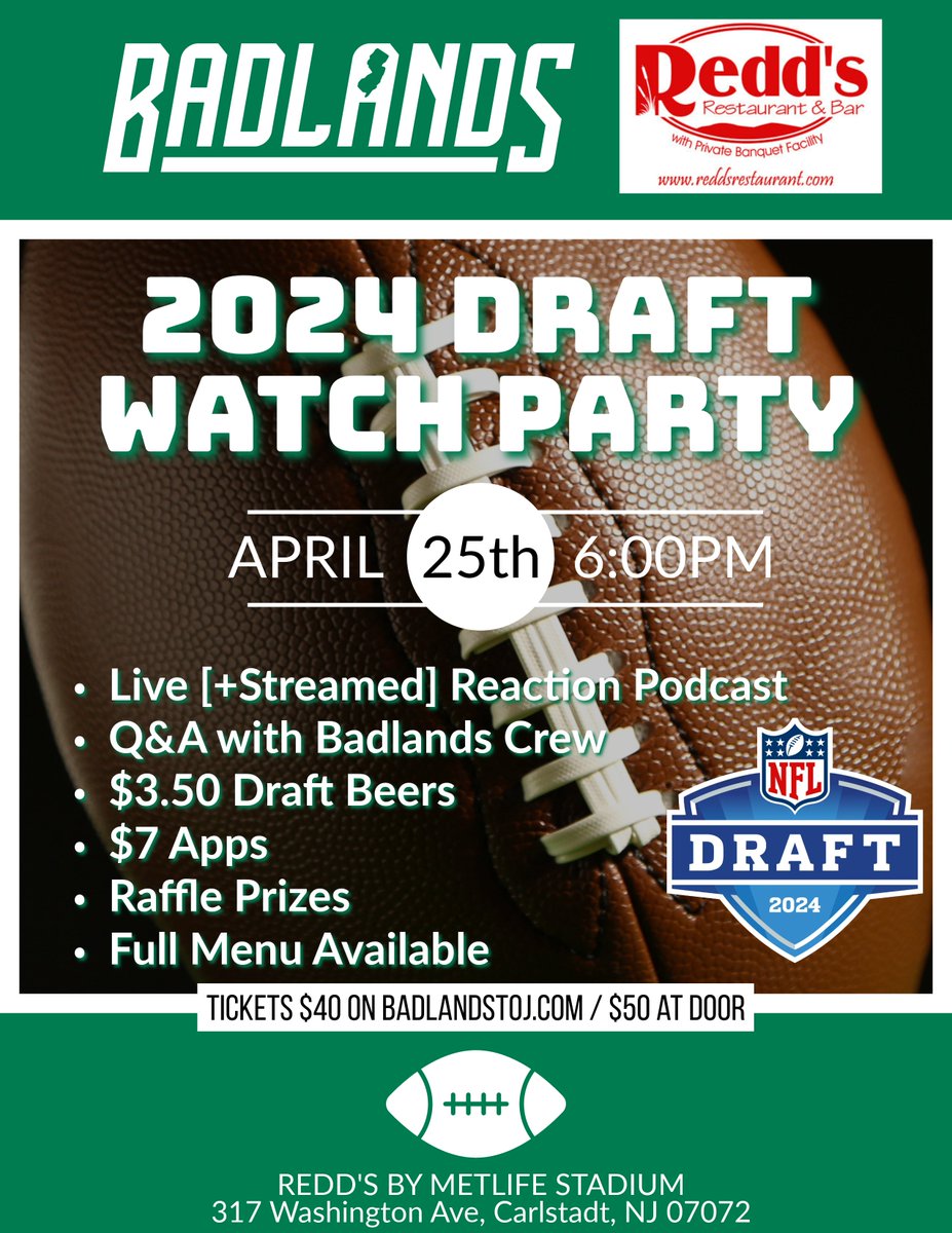 Raffling off the draft party ✅ Badlands Yeti / QZ / Hat ✅ @mattgnssart #Jets art (best in the business and not even remotely close) ✅ Regular season tickets Also... @SteveSanpete back in the booth with us, running the show like it is 2015: youtube.com/watch?v=c2mNlB…