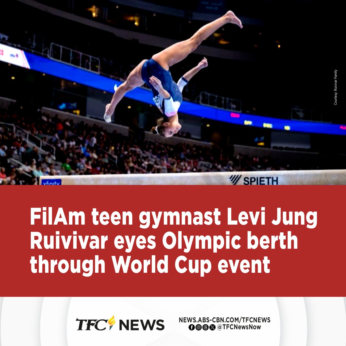 FilAm teen gymnast Levi Jung Ruivivar is hopeful of qualifying for the Paris Olympics through a World Cup event in Qatar next week. @StevieAngeles reports. #TFCNews WATCH: youtu.be/oOughdK7gJs