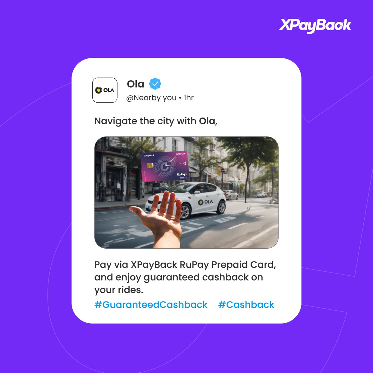 xpaybackglobal's tweet photo. Ride with Ola and pay using the XPayBack RuPay prepaid card to enjoy guaranteed cashback on every journey.
#xpayback #ola #travel #cashback https://t.co/jPk2WcWSAy