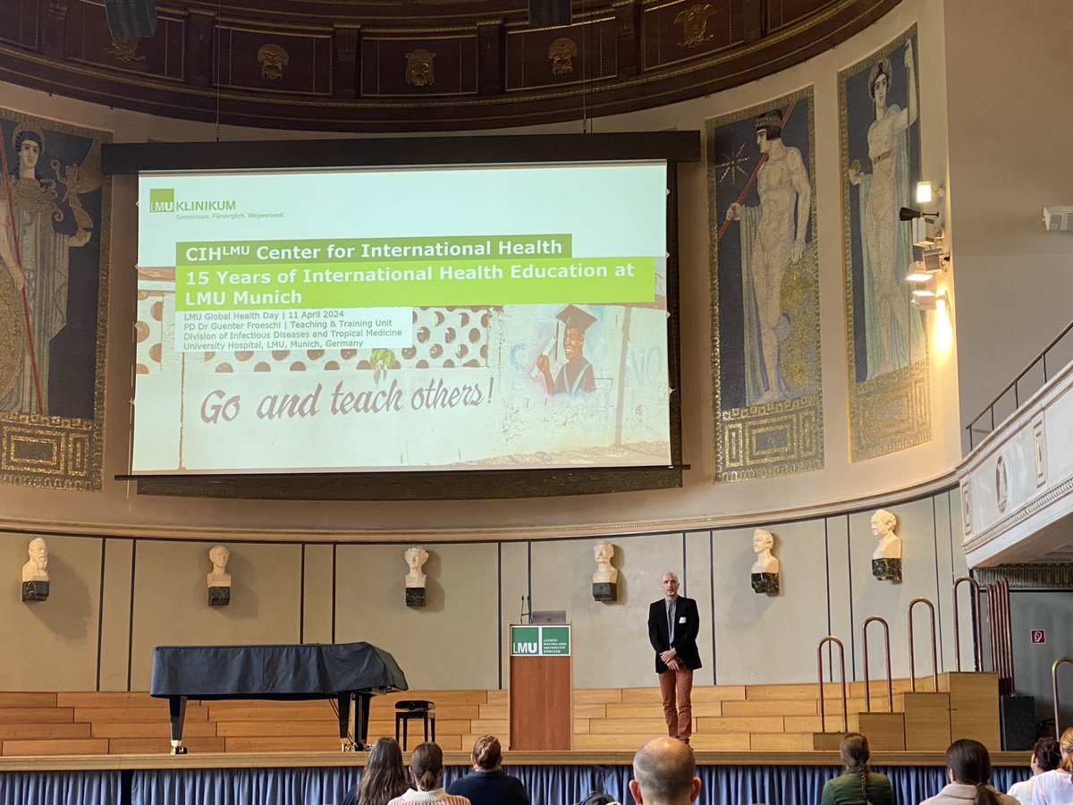 Today at the Global Health Day @LMU_Muenchen, PD Dr. Günter Fröschl, Head of our Teaching and Training Unit, presented on 15 Years of International Health Education at LMU Munich and the activities of @CIH_LMU @LMU_Uniklinikum #GlobalHealthDay
