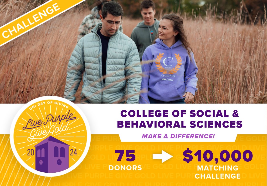Today's the day! Help CSBS #LivePurpleGiveGold, meet our goal of 75 donors and unlock a matching $10,000 gift thanks to alum Michael Wright, '69! ANY and EVERY donation counts: csbs.uni.edu/LPGG-2024 💜