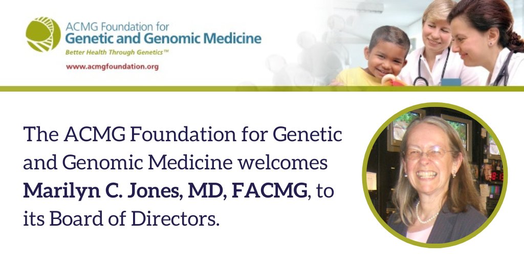 Marilyn C. Jones, MD, FACMG has been elected to the #ACMGFoundation Board of Directors. Congratulations to Dr. Jones, a Past President of the ACMG (2007-2009), who serves as Clinical Services Chief of Genetics & Dysmorphology Division at @radychildrens. bit.ly/49wkNC0