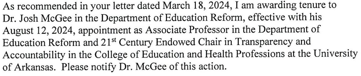 I'm honored and super excited to be moving into the @ua_edreform Endowed Chair in Education Accountability and Transparency as a tenured associate prof in August.