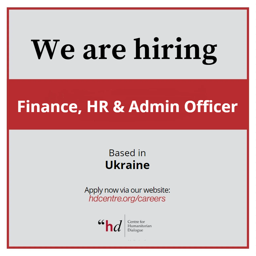 The Centre for Humanitarian Dialogue (HD) is looking for a Finance, HR & Admin Officer. More information here 👉hdcentre.org/careers/financ…