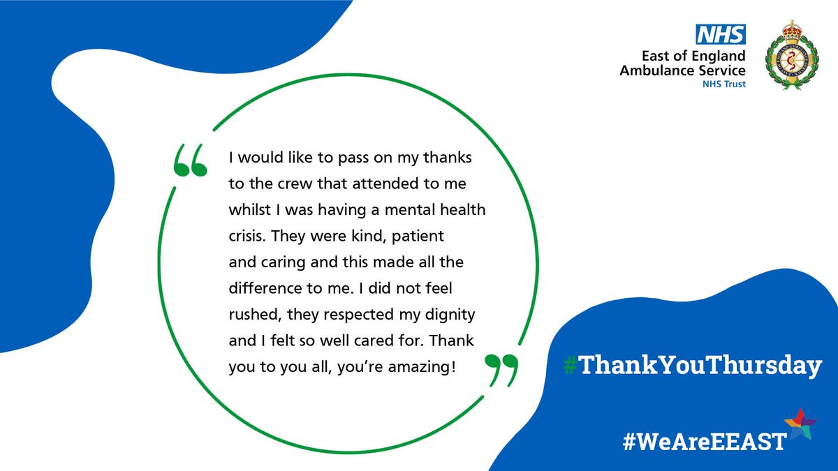 A big thank you to our crew for considering how #MentalHealthMatters when attending to this patient. 💚 #ThankYouThursday