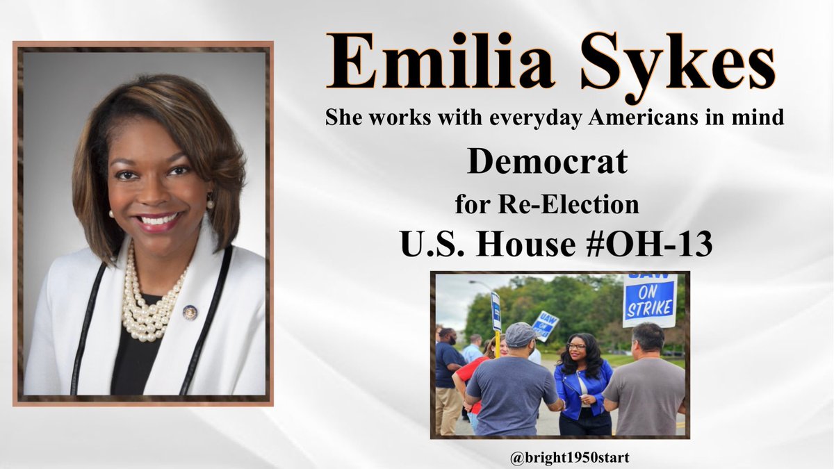 For 8 years, Emilia served as Rep. in the Ohio House, Distr #34. 
She’s running for the U.S. House to protect Medicare, Medicaid,  Social Security and Americans from cuts 
@EmiliaSykesOH
#OH-13
secure.actblue.com/donate/emilia-…
#DemVoice1 #LiveBlue #ResistanceUnited #ONEV1