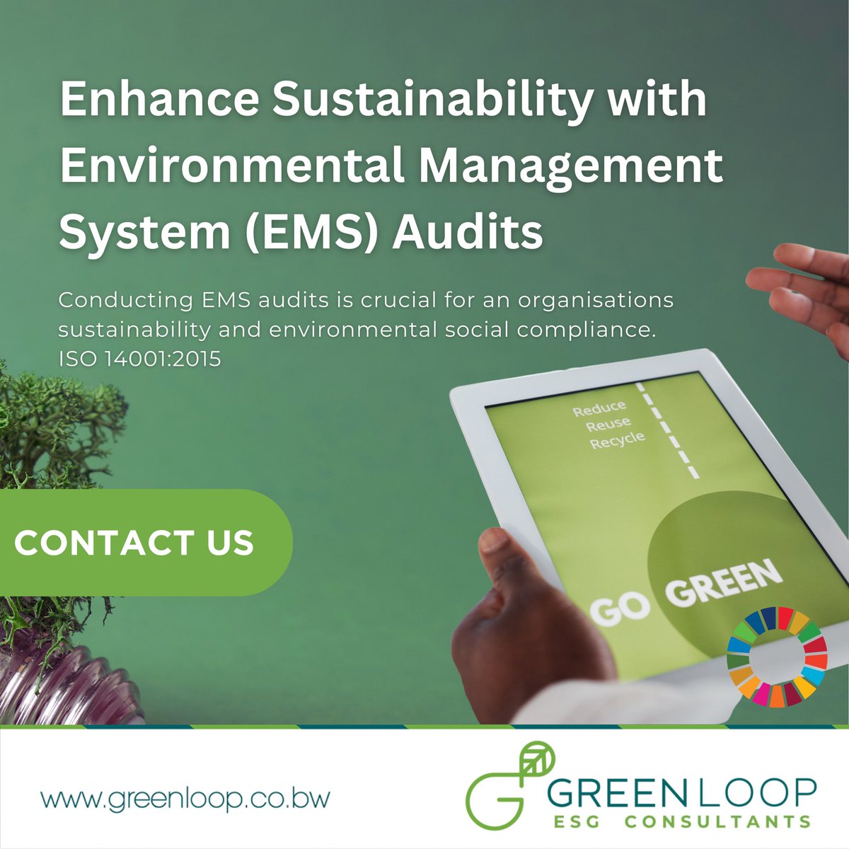 GreenLoopBW's tweet photo. 𝐍𝐞𝐞𝐝 𝐡𝐞𝐥𝐩 𝐰𝐢𝐭𝐡 𝐲𝐨𝐮𝐫 𝐄𝐌𝐒 𝐚𝐮𝐝𝐢𝐭? 
Our team of sustainability experts can guide you through the process, ensuring that your organisational audit is comprehensive and effective.
#sustainability #ESG #audit #botswanasustainabilityweek #esgreporting #greenloopbw https://t.co/u6hNz1L2nk