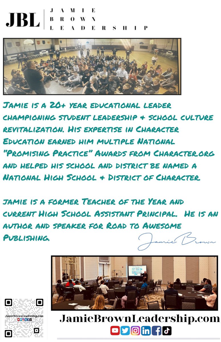 🎙️ PD Training Thoughts 👉 How to effectively execute Restorative Practices 👉 How to empower student voice among student leadership 👉 How to build staff morale up not down Let’s have a conversation and see where JBL can add value to your staff, students, school & community